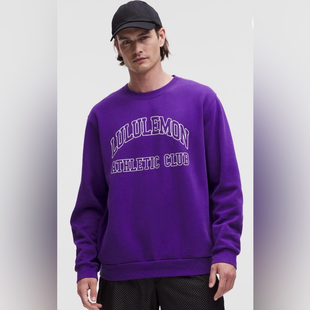 Lululemon NWT Steady State College Purple Crewneck Sweater Size S Wordmark
